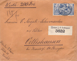 1900, 25Rp.-Einzelfrankatur auf einen portogerechten "Wertbrief" mit ...