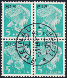 1944, 5Rp. blaugrün, mit Kontroll-Nr. "813", auf dem glatten ...