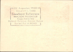 1948, Ballonpost "Coupe Andries Blitz", Start in Holland, Abwurf in ...