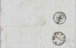 1859, 15Rp. Buntfrankatur Strubel 5 + 10Rp. von Basel (Rundstempel 5 ...