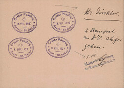 1927, "Erster Postflug Basel - St. Gallen" 8.VIII.1927", 4 ...