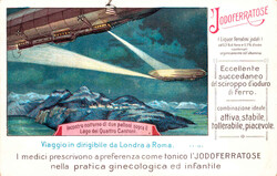 1912, Luftschiffreise London-Rom "Nächtliche Begegnung über dem ...