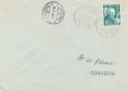 1938, "L.E.B.-Linien-Stempel" von "Bercher" bzw. "Etagnières" auf ...