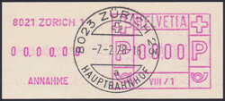 1978, Paketmarke (SFS) Nr. 4 (Farbbandtype II) von Zürich 1-Gerät ...