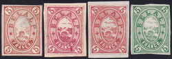 ab 1873, "Belalp", 4 versch. Werte/Farben, dünnes/dickes Papier, ...
