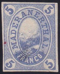 1874, Maderaner Tal, 5Rp. ultramarin/gezähnt, mit Originalgummi, ...