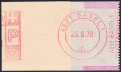 1978, Paketmarke/SFS, Gerät in Basel (SBK Nr. 1) auf chamois Papier, ...