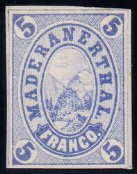 1870, 5Rp. Maderaner Tal, hellblau, farbfrisch, sehr gut gerandet, ...
