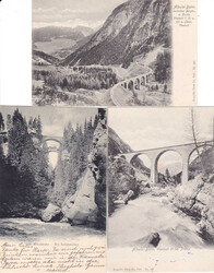 um 1910, Albula-Bahnlinie, 4 versch. s/w Lichtdruckkarten mit versch. ...