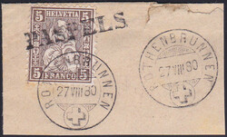 1880, "Paspels" Stabstempel und Rundstempel "Rothenbrunnen", klar und ...