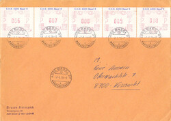 1976, 40Rp.-Mehrfachfrankatur portogerecht mit waagr. 5er-Streifen ...