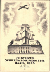 1926, Mustermesse-Flug mit "rötlicher" Vignette auf der off. Karte ...