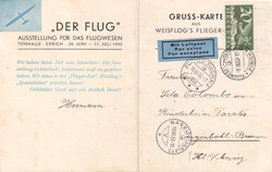 1933, "Ausstellung für das Flugwesen in Zürich", die rare und ...