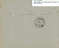 1924, Thalwil: 1.50Fr.-Steuermarken-Frankatur für Dienstleistungen ...