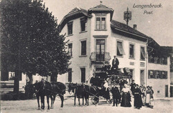 um 1910, "Langenbruck - Post", belebte s/w Lichtdruckkarte mit ...