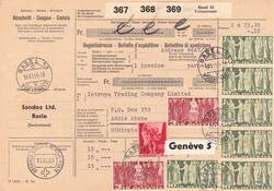 1959, 66.90Fr.-Afrika-Frankatur auf Begleitadresse von Basel (16.XI ...