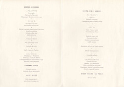 1954, Swissair Südamerika-Flug bis Rio, Bord-Menukarte für die ...