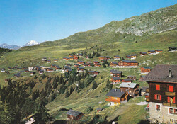 um 1960/70, "Bettmeralp", zwei farbige Foto-AK's sowie PTT-Faltblatt ...