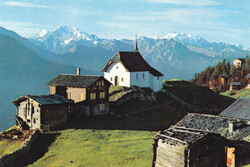 um 1960/70, "Bettmeralp", zwei farbige Foto-AK's sowie PTT-Faltblatt ...