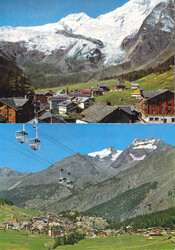 um 1970/80, "Saas-Fee", drei farbige Foto-AK's, dazu der seltene ...