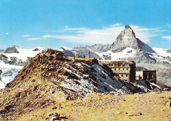 um 1960/70, "Gornergrat", zwei bunte Foto-AK's, dazu PTT-Faltblatt ...