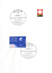 1964, "Binn", s/w Fotokarte sowie PTT-Faltblatt mit seltenem ...