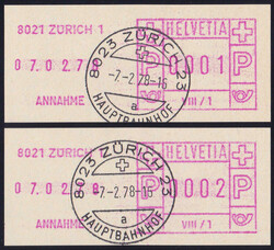 1978, Paketmarke/SFS Zürich 1, VII/1, ohne Einfassung und Uhrzeit ...
