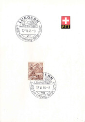 1948/70, "Lungern", zwei versch. Werbe-/Kurortstempel vom 12.VI.48 ...