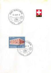 1969, "Vercorin", bunte Foto-AK, dazu der Werbe-/Kurortstempel vom 13 ...