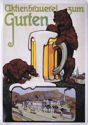 um 1970/80, "Blech-AK", farbig bedruckt "Aktienbrauerei zum Gurten" ...