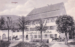 1910, "Zunzgen", s/w Lichtdruck mit dem "Gasthaus zum Rössli", ...