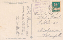 1930, "Furka-Passhöhe mit Automobil-Bergpost", colorierte ...