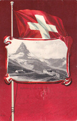 1903, "Ryffelberg et le Mont Cervin" auf Fahnen-AK ab dem Hôtel ...