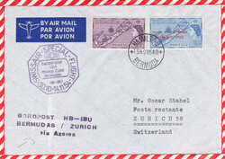 1954, Bordpost Bermuda - Zürich (13. Nov. 54) mit ...