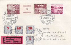 1953, 80Rp.-Strafportobrief aus der Schweiz kommend (Abgangsstempel ...