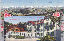 1920, "Kurhaus Frohburg" - Station Läufelfingen bei Olten, bunte ...