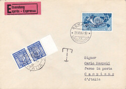 1949, 40Rp.-Express ab Schaan (21.VI.49) nach Campione, fehlendes ...