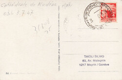 1947, 40Rp. Duomo Modena, exakt passend auf s/w Maximum-Fotokarte mit ...