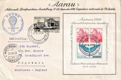 1938, zwei verschiedene Sonderflüge mit Aarau Block Frankatur, 1x ...