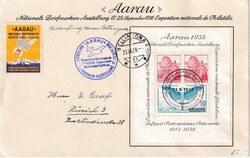 1938, zwei verschiedene Sonderflüge mit Aarau Block Frankatur, 1x ...