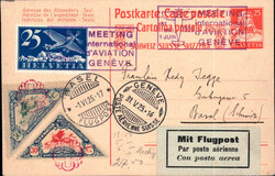 1925, Flugmeeting Genf, Karte mit 2 versch. Vignetten!