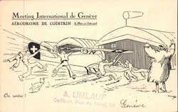 1925, Flugmeeting Genf, Karte mit 2 versch. Vignetten!