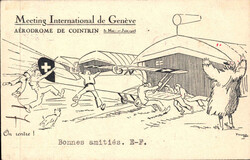 1925, Flugmeeting Genf, Karte mit 2 versch. Vignetten, nach Paris ...