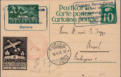 1925, Basel - Zürich, saubere Karte mit Vignette