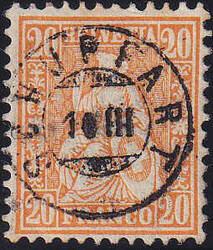 SCHUPFART 10.III auf 20Rp. orange, links ein kleiner Druckpunkt ...