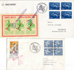 1961, 3 Raketenpostbelege, einer illustriert und mit ...