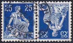 25+25Rp. Helvetia mit Schwert, gestempelt und geprüft. SBK 200 ...