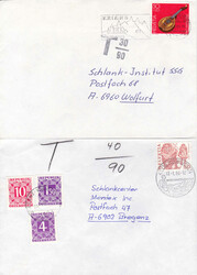 ab 1951, 26 Portomarken- und Nachtaxbelege, alle aus der Schweiz nach ...
