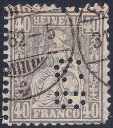 40Rp. grau, gestempelt mit Perfin, die fehlenden Zähne sind durch ...