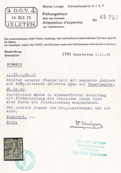 40Rp. grau, gestempelt mit Perfin, die fehlenden Zähne sind durch ...